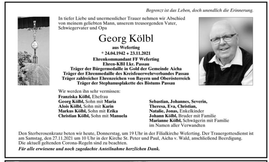 kfv todesanzeige georg kölbl