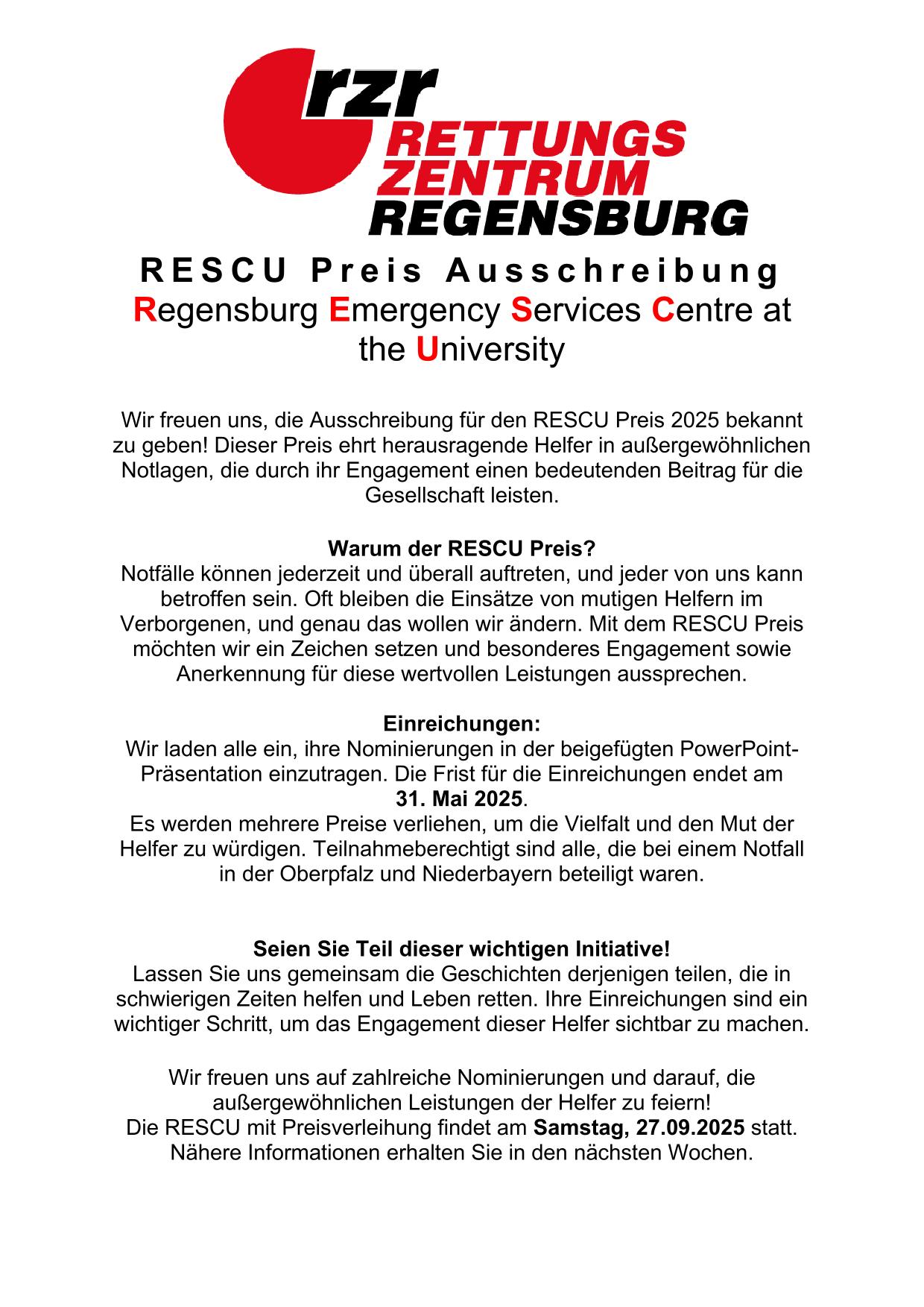 RESCU Preis 2025 Ausschreibung 1